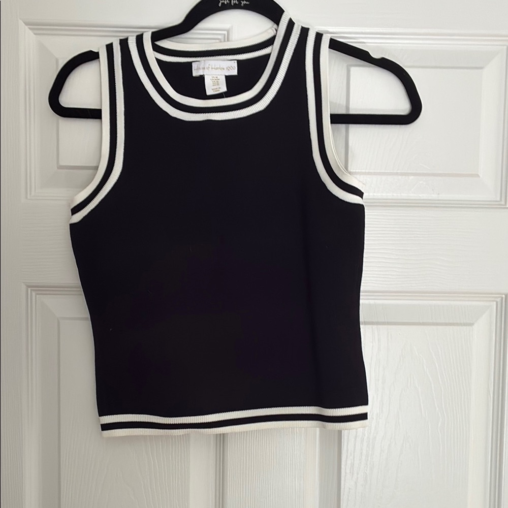 Black and White Sleeveless Top